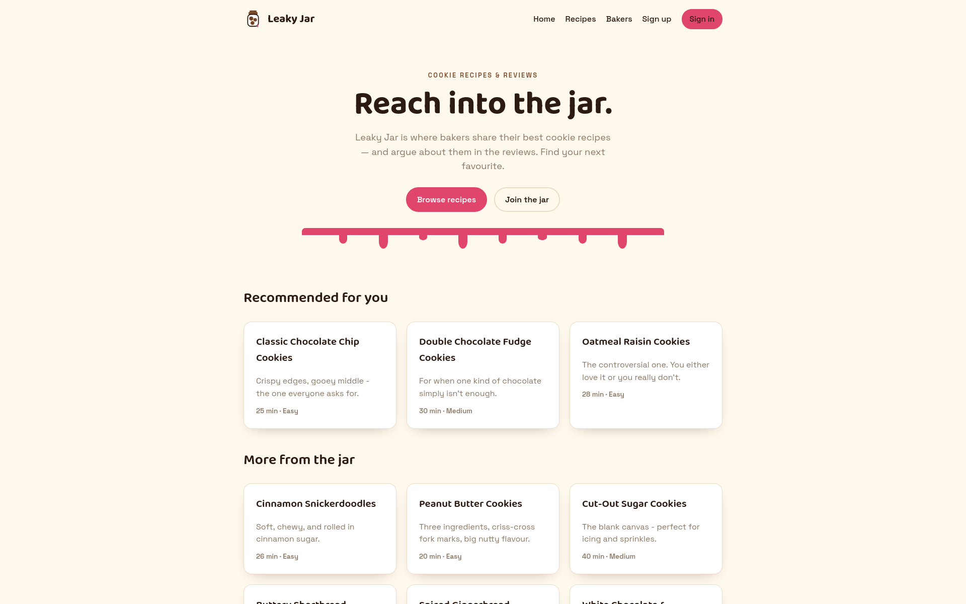 Leaky Jar homepage