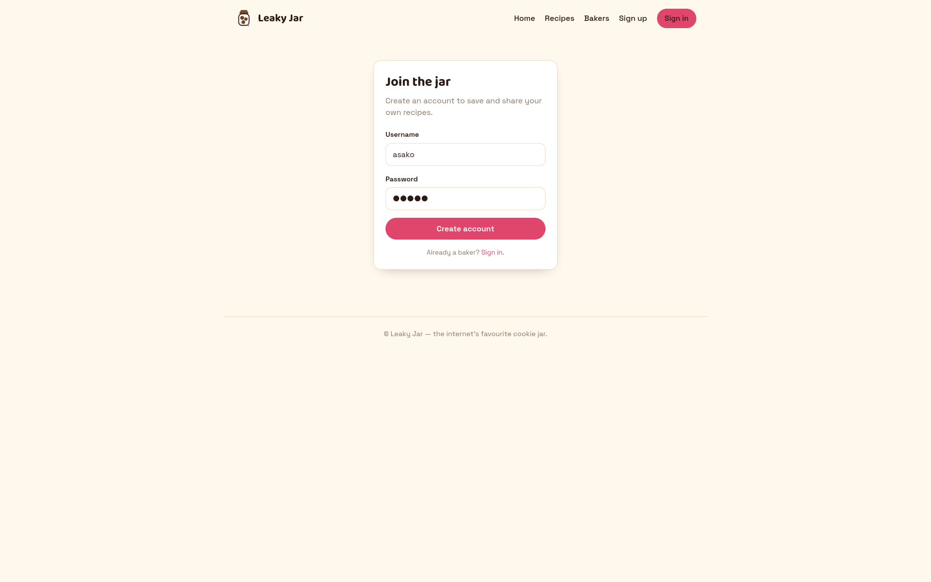 Registering the asako account